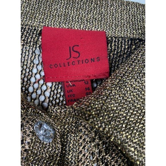 JS Collections Sheer Gold Armor Evening Draping - Picture 5 of 8